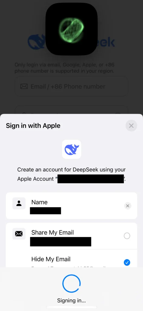 DeepSeek Apple 로그인