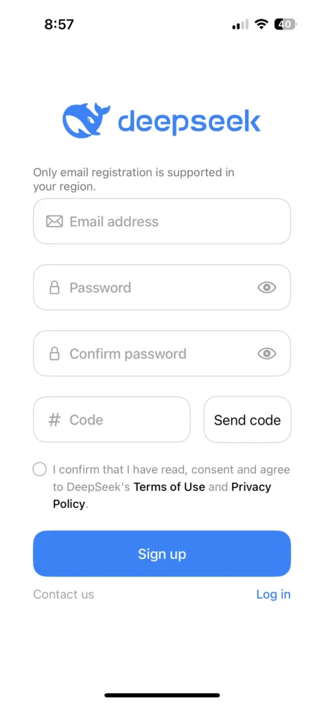 DeepSeek 모바일 앱 가입